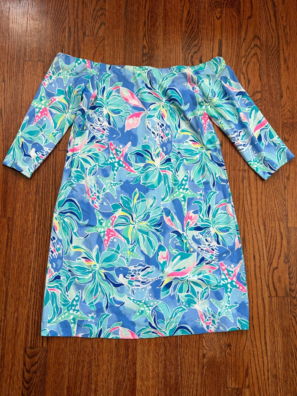 LILLY PULITZER Laurana Off the Shoulder Dress in Bennet Blue Celestial Seas L